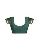 Dark Green Chiffon Mirror Work Laheria Printed Saree