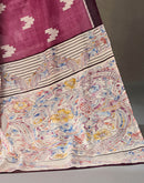 Dark Mauve Cotton Printed Kalamkari Saree