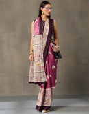 Dark Mauve Cotton Printed Kalamkari Saree