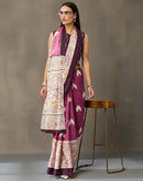 Dark Mauve Cotton Printed Kalamkari Saree