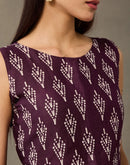 Dark Mauve Cotton Printed Kalamkari Saree