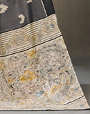 Dark Grey Cotton Printed Kalamkari Saree