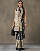 Dark Grey Cotton Printed Kalamkari Saree