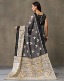 Dark Grey Cotton Printed Kalamkari Saree