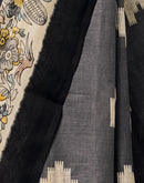 Dark Grey Cotton Printed Kalamkari Saree