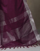 Purple Cotton Woven Saree