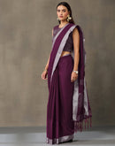 Purple Cotton Woven Saree
