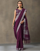 Purple Cotton Woven Saree