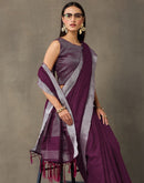 Purple Cotton Woven Saree