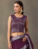 Purple Cotton Woven Saree