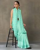 Light Mint Green Linen Printed Saree