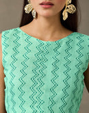 Light Mint Green Linen Printed Saree