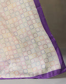 Off White Linen Printed Saree