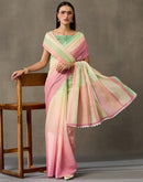 Mint Green Linen Printed Saree