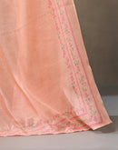 Peach Linen Printed Saree