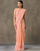 Peach Linen Printed Saree