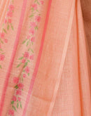 Peach Linen Printed Saree