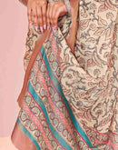 Beige Silk Printed Saree