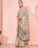 Beige Silk Printed Saree