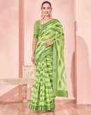 Pista Green Linen Printed Saree