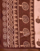Light Peach Silk Printed Saree