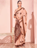Light Peach Silk Printed Saree