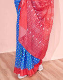 Blue Chanderi Cotton Printed Saree