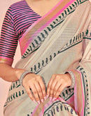 Beige Silk Printed Saree