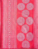 Coral Pink Silk Printed Saree