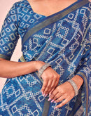 Peacock Blue Silk Printed Saree