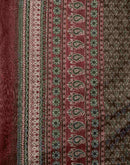 Olive Green Linen Printed Saree