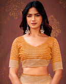 Peach Linen Printed Saree