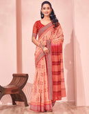 Dusty Peach Linen Printed Saree
