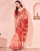 Dusty Peach Linen Printed Saree