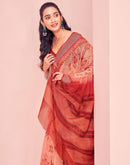 Dusty Peach Linen Printed Saree