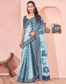 Light Blue Linen Printed Saree
