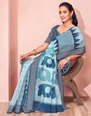 Light Blue Linen Printed Saree