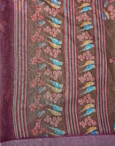 Brown Linen Printed Saree