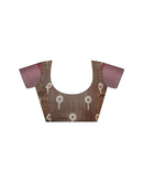 Brown Linen Printed Saree