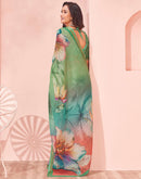 Light Green Linen Floral Printed Saree