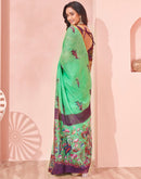 Mint Green Linen Printed Kalamkari Saree