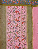 Light Pink Linen Printed Kalamkari Saree