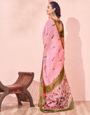 Light Pink Linen Printed Kalamkari Saree