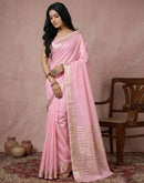 Coral Pink Cotton Silk Woven Border Saree