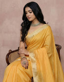 Yellow Cotton Silk Woven Border Saree