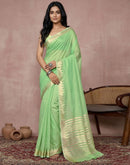 Mint Green Cotton Silk Woven Border Saree