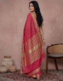 Coral Peach Cotton Silk Woven Border Saree