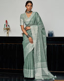 Mint Green Cotton Woven Saree
