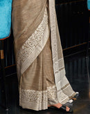 Dusty Beige Cotton Woven Saree