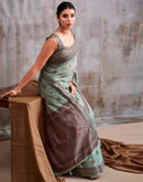 Light Mint Green Cotton Woven Saree
